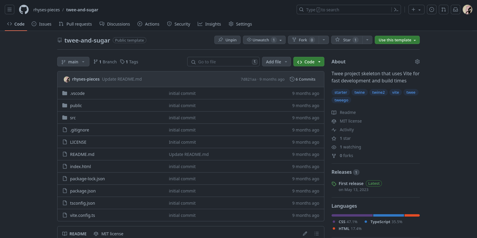 Screenshot of GitHub page